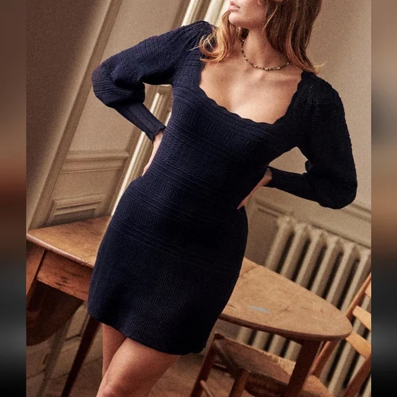 Sezane Hallie Navy Dress - Picture 3 of 5